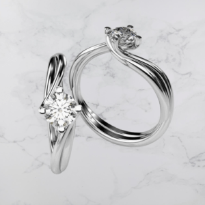 Lotus / 0.60ct Round Natural Diamond 6 Claw Solitaire