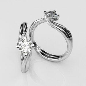 Lotus / 0.60ct Round Natural Diamond 6 Claw Solitaire